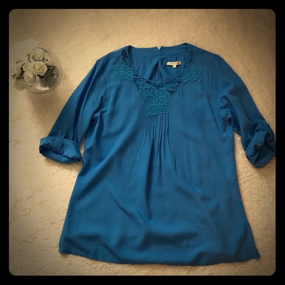 Tops - Sky Blue Peasant Blouse